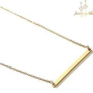NEW 14K Yellow Gold Minimalisto Boho Bar Pendant Luxury Necklace